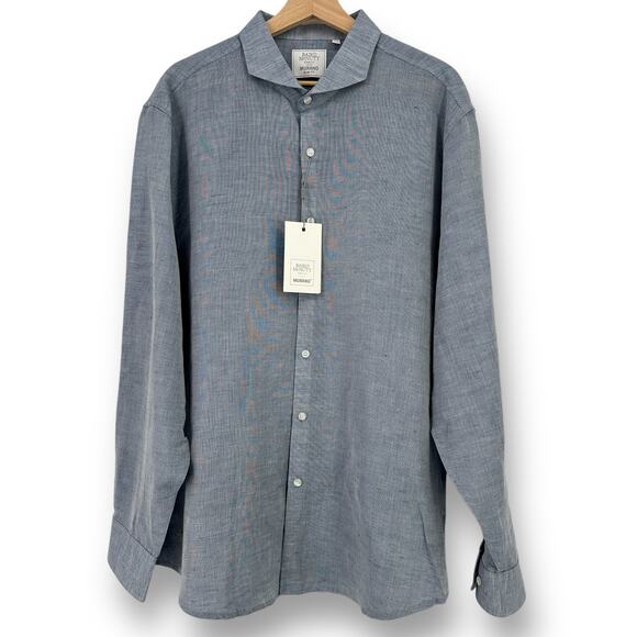 Baird McNutt Murano Linen Blend Long Sleeve Shirt Mens Size XXL Blue Long Sleeve - Picture 1 of 5